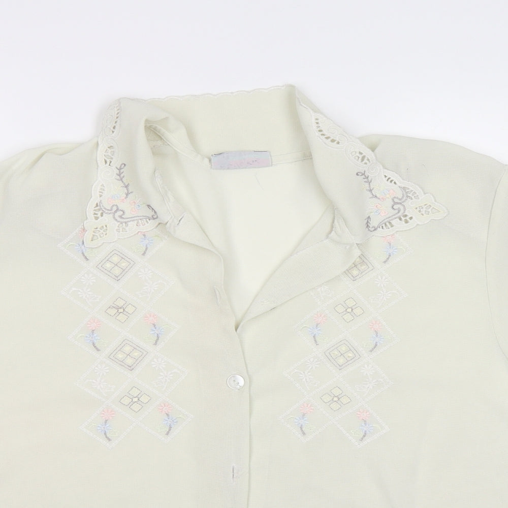 Womens UK Size L Rosy Ivory Basic Blouse