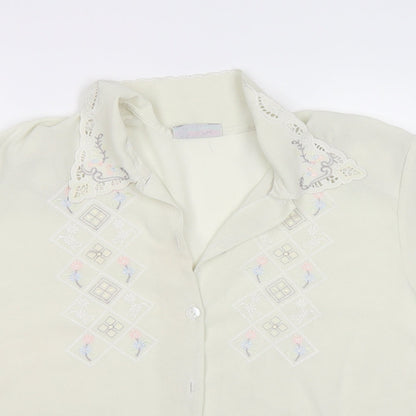 Womens UK Size L Rosy Ivory Basic Blouse
