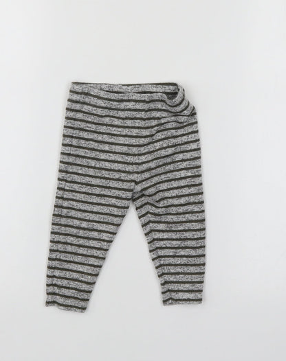 Fred & Flo Boys Grey Striped  Sweatpants Leggings Size 6-9 Months