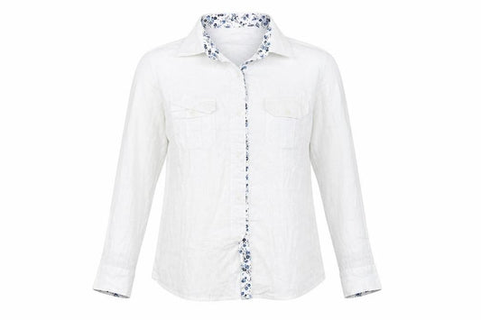VICKERS Womens White Floral  Basic Button-Up Size XL