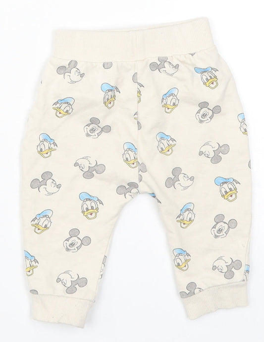 George Baby Beige   Sweatpants Trousers Size 3-6 Months  - Mickey Mouse Donald Duck