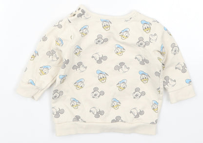 George Baby Beige   Basic T-Shirt Size 3-6 Months  - Mickey Mouse Donald Duck