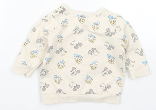 George Baby Beige   Basic T-Shirt Size 3-6 Months  - Mickey Mouse Donald Duck