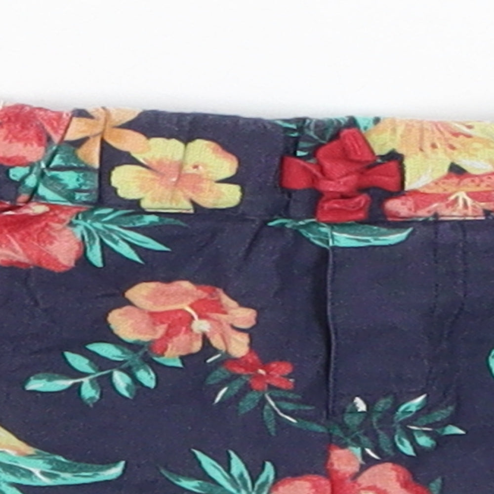 Nutmeg Girls Blue Floral  Cropped Trousers Size 6-9 Months