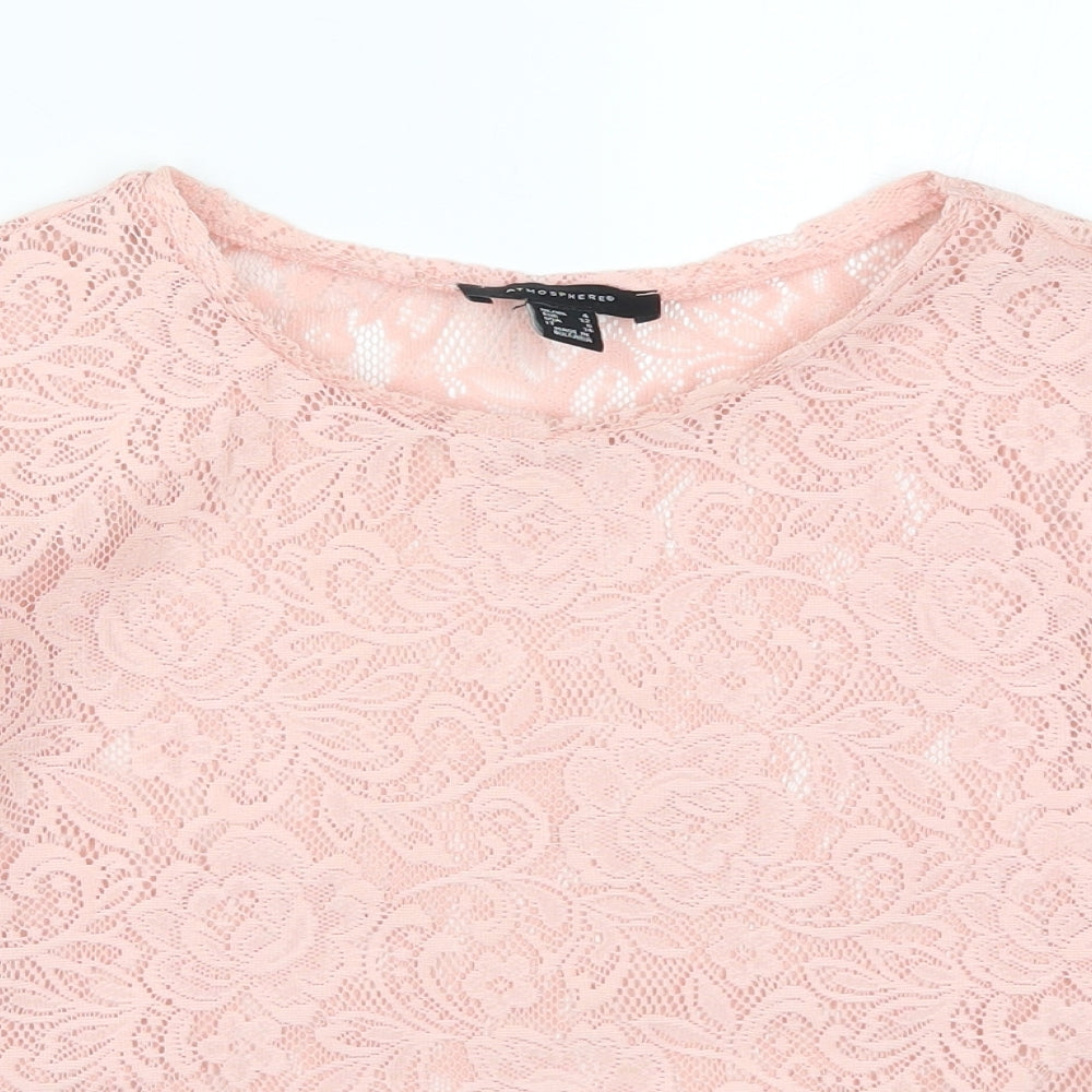 Womens UK Size 4 Atmosphere Pink Basic T-Shirt