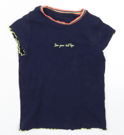Marks and Spencer Girls Blue   Basic T-Shirt Size 7-8 Years  - Live Your Best Life