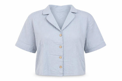 Womens UK Size M SheIn Blue Basic Button-Up