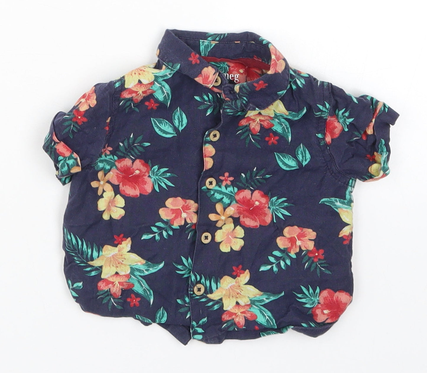 Nutmeg Boys Blue Floral  Basic Button-Up Size 6-9 Months