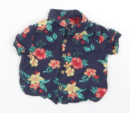 Nutmeg Boys Blue Floral  Basic Button-Up Size 6-9 Months