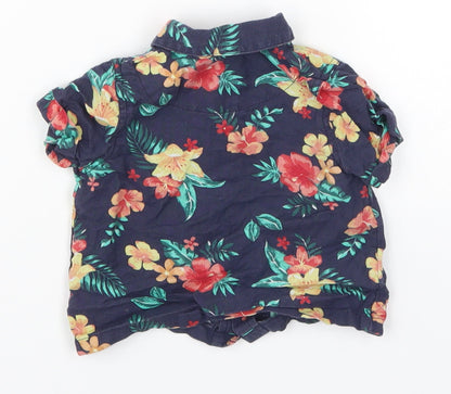 Nutmeg Boys Blue Floral  Basic Button-Up Size 6-9 Months
