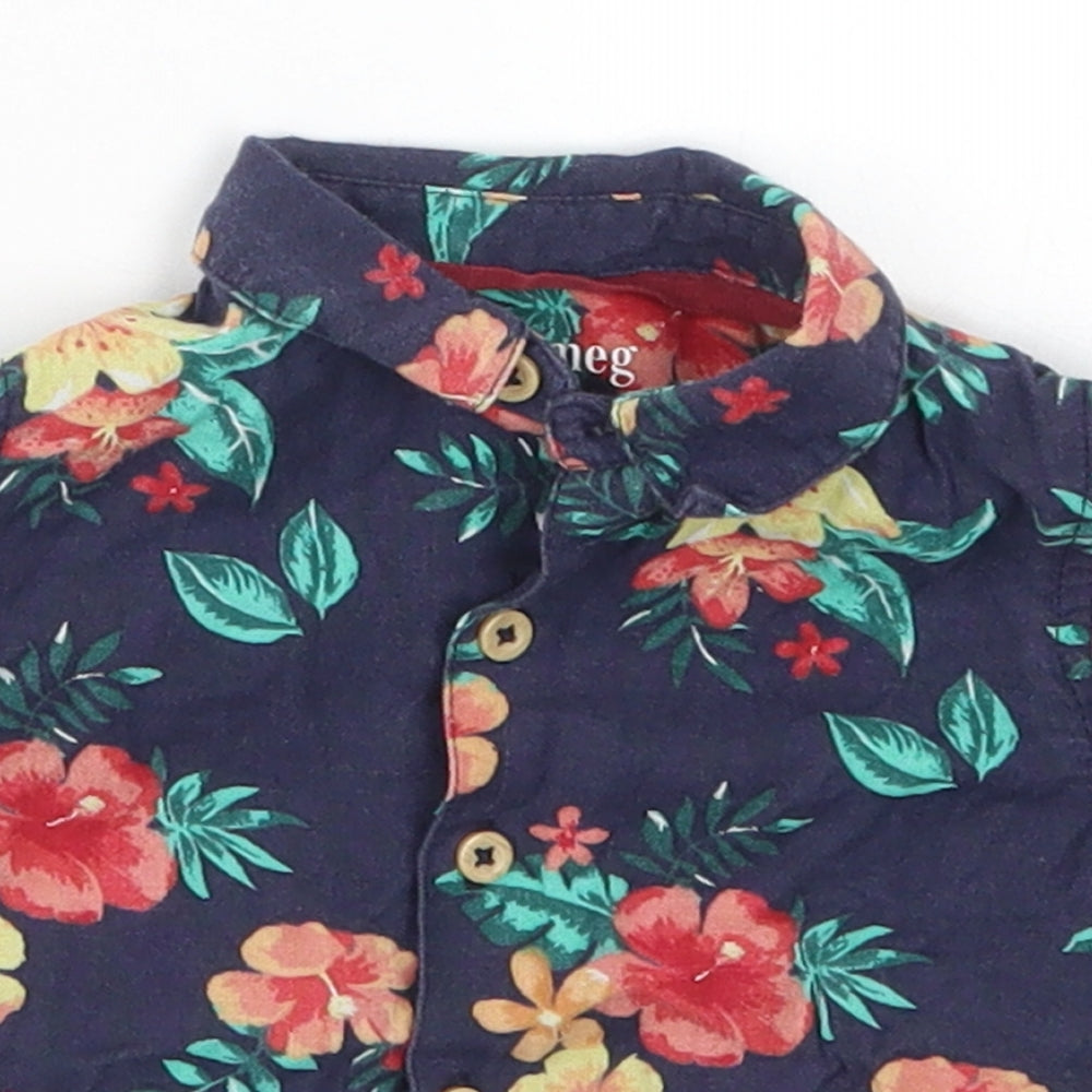 Nutmeg Boys Blue Floral  Basic Button-Up Size 6-9 Months