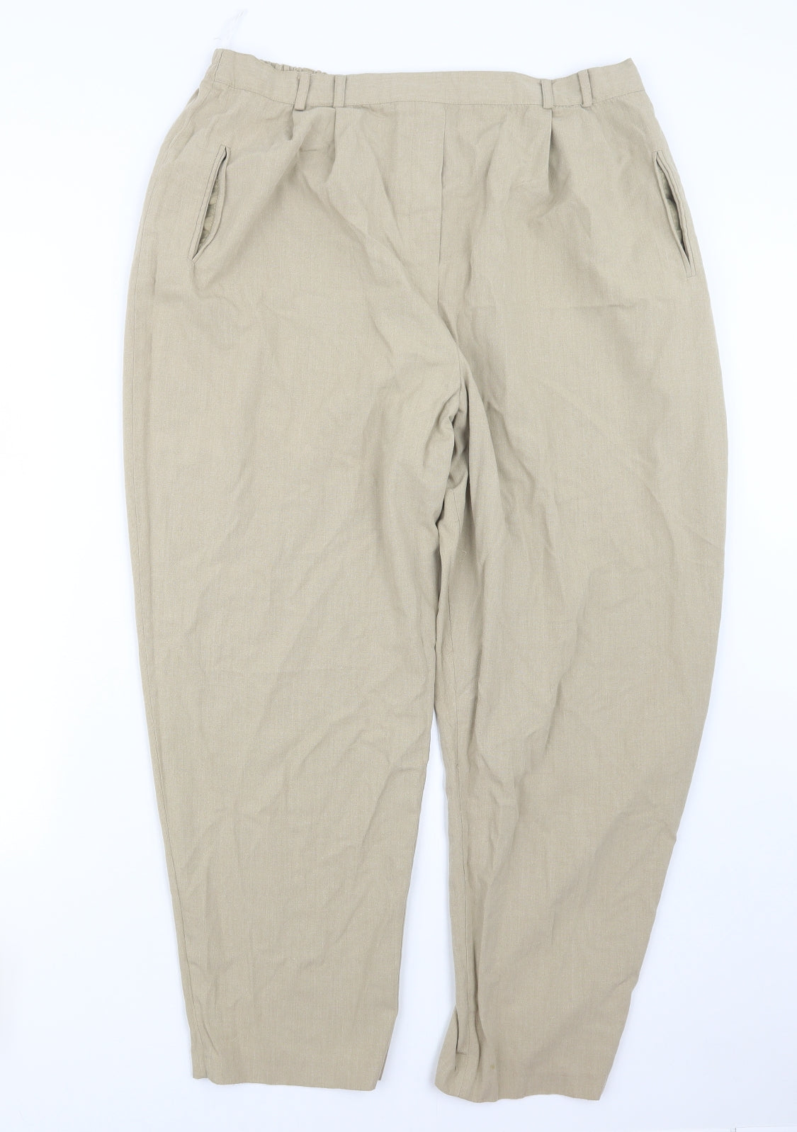 Womens UK Size 22 Design Essentials Regular Fit  Beige Trousers