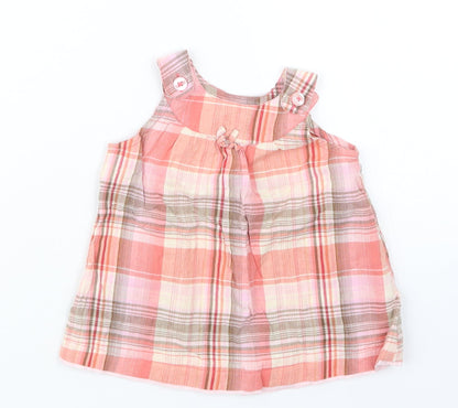 George Girls Pink Check  Basic T-Shirt Size 12-18 Months