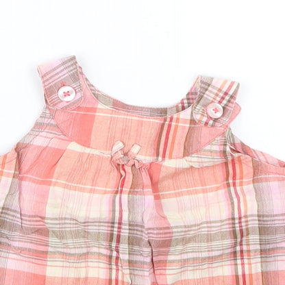 George Girls Pink Check  Basic T-Shirt Size 12-18 Months