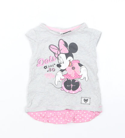 George Girls Grey   Basic T-Shirt Size 12-18 Months  - Minnie Mouse