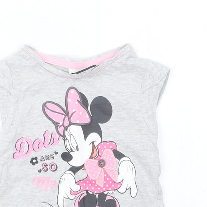 George Girls Grey   Basic T-Shirt Size 12-18 Months  - Minnie Mouse