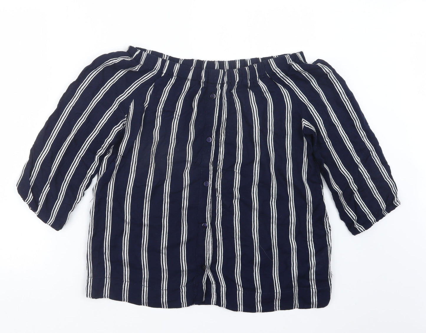 Atmosphere Womens Blue Striped  Basic Blouse Size 12