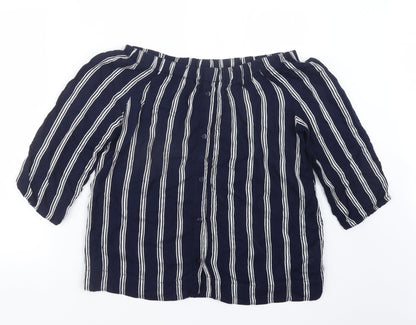 Atmosphere Womens Blue Striped  Basic Blouse Size 12