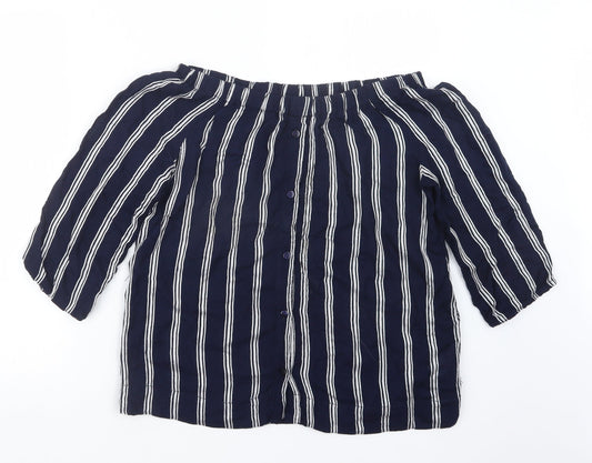 Atmosphere Womens Blue Striped  Basic Blouse Size 12