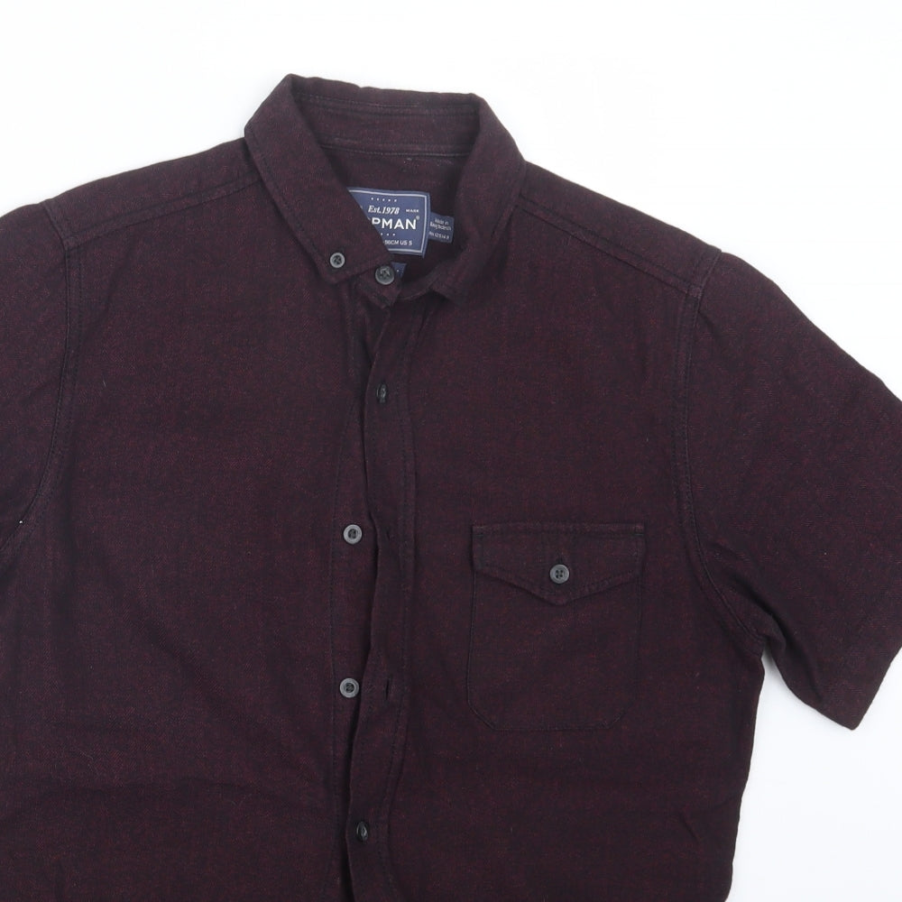 Mens UK Size S Topman Purple  Button-Up Short Sleeve Casual Shirt