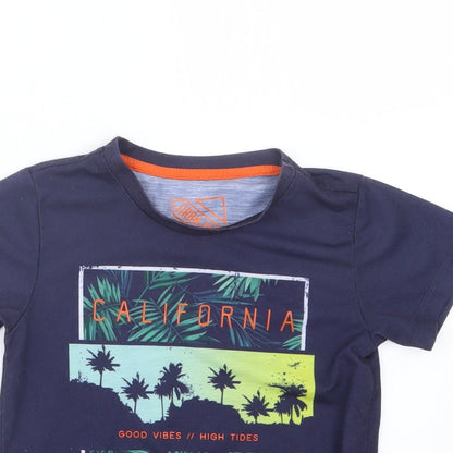 Matalan Boys Blue Geometric  Basic T-Shirt Size 6 Years