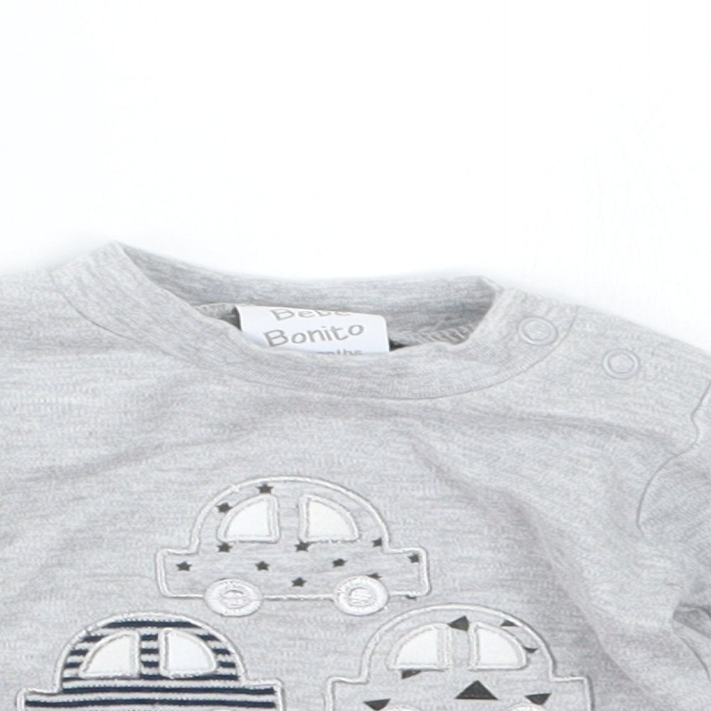 Bebe Bonito Boys Grey   Basic T-Shirt Size 0-3 Months