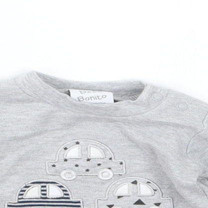 Bebe Bonito Boys Grey   Basic T-Shirt Size 0-3 Months