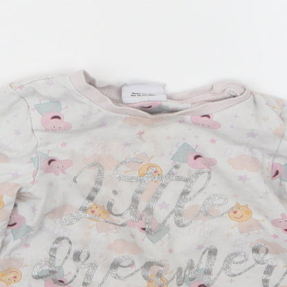 George Girls Grey Geometric  Babydoll Pyjama Top Size 18-24 Months  - Peppa Pig