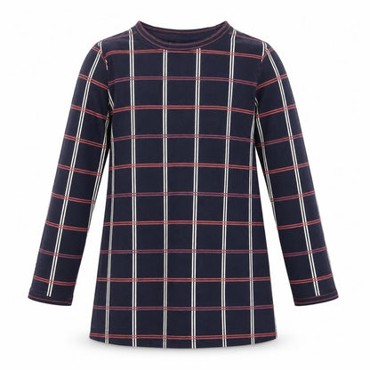 Crafted Girls Blue Check  Basic T-Shirt Size 11-12 Years