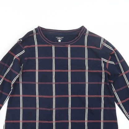 Crafted Girls Blue Check  Basic T-Shirt Size 11-12 Years