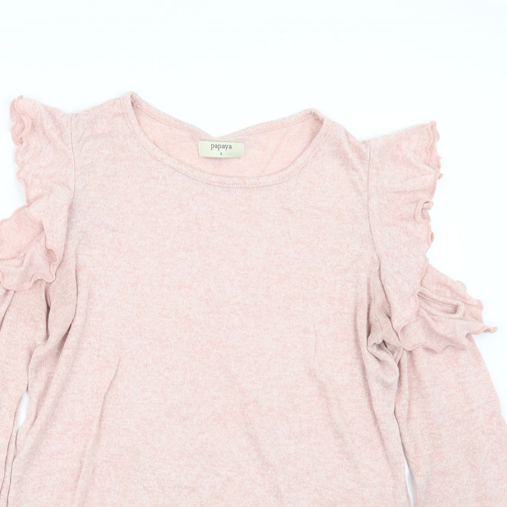 Womens UK Size 8 Papaya Pink Pullover Jumper