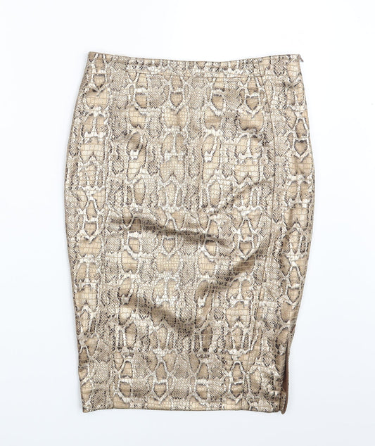 Vicolo Womens Gold Animal Print  Straight & Pencil Skirt One Size