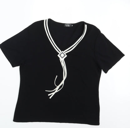 Womens UK Size 16 Sonic Black Basic T-Shirt