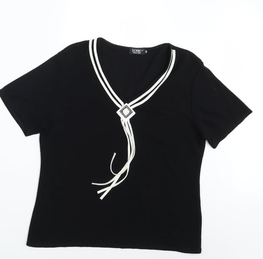 Womens UK Size 16 Sonic Black Basic T-Shirt