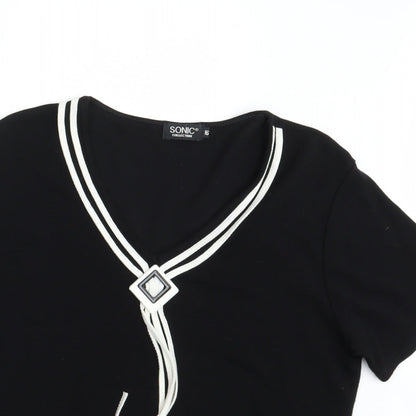 Womens UK Size 16 Sonic Black Basic T-Shirt