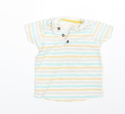 Matalan Boys White Striped  Basic T-Shirt Size 24 Months