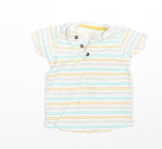 Matalan Boys White Striped  Basic T-Shirt Size 24 Months