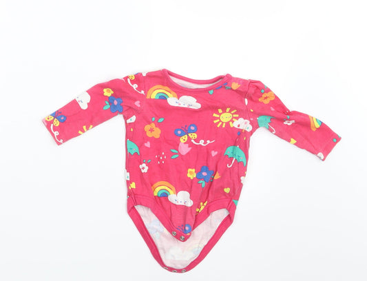 F&F Girls Pink Floral  Romper One-Piece Size 6-9 Months