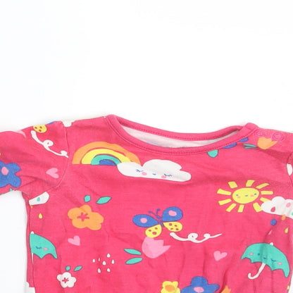F&F Girls Pink Floral  Romper One-Piece Size 6-9 Months