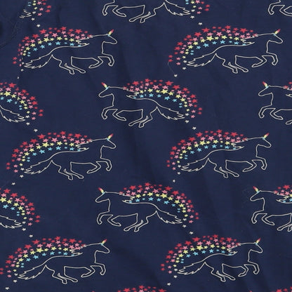 M&S Girls Blue Animal Print  Top Pyjama Top Size 12-13 Years  - Unicorn