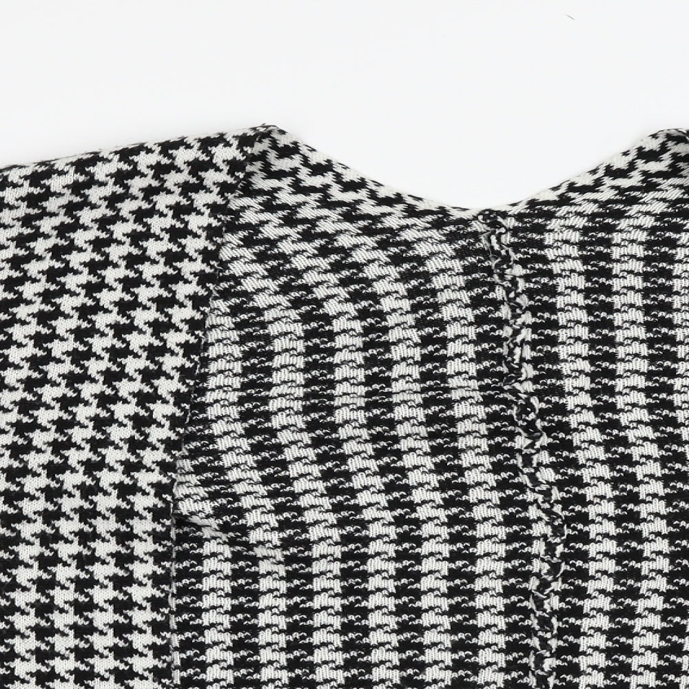 Intuition Womens Black Houndstooth Knit Cardigan Jumper Size S