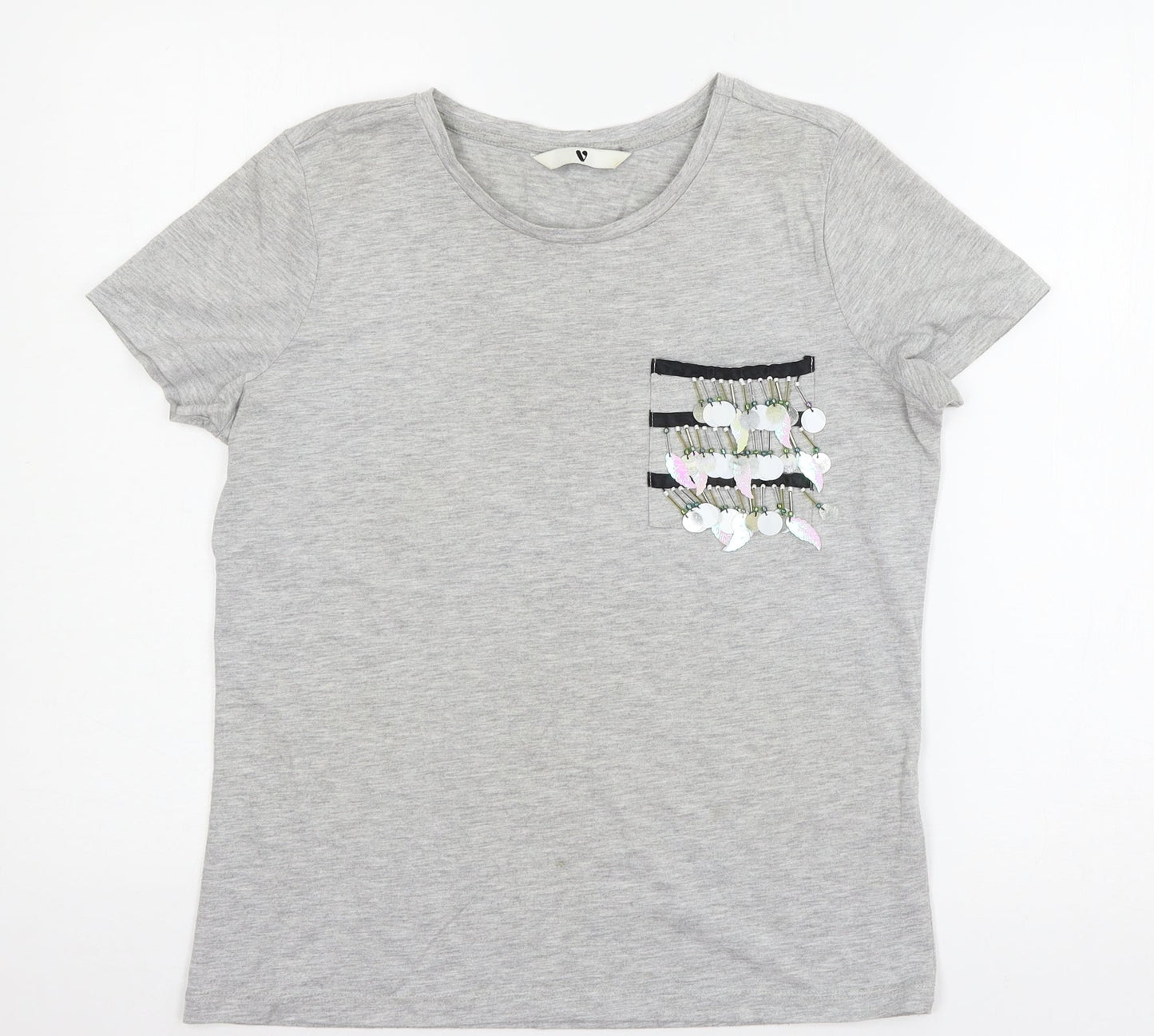 Womens UK Size 10 Very Grey Basic T-Shirt