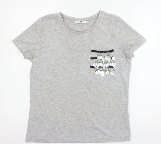 Womens UK Size 10 Very Grey Basic T-Shirt
