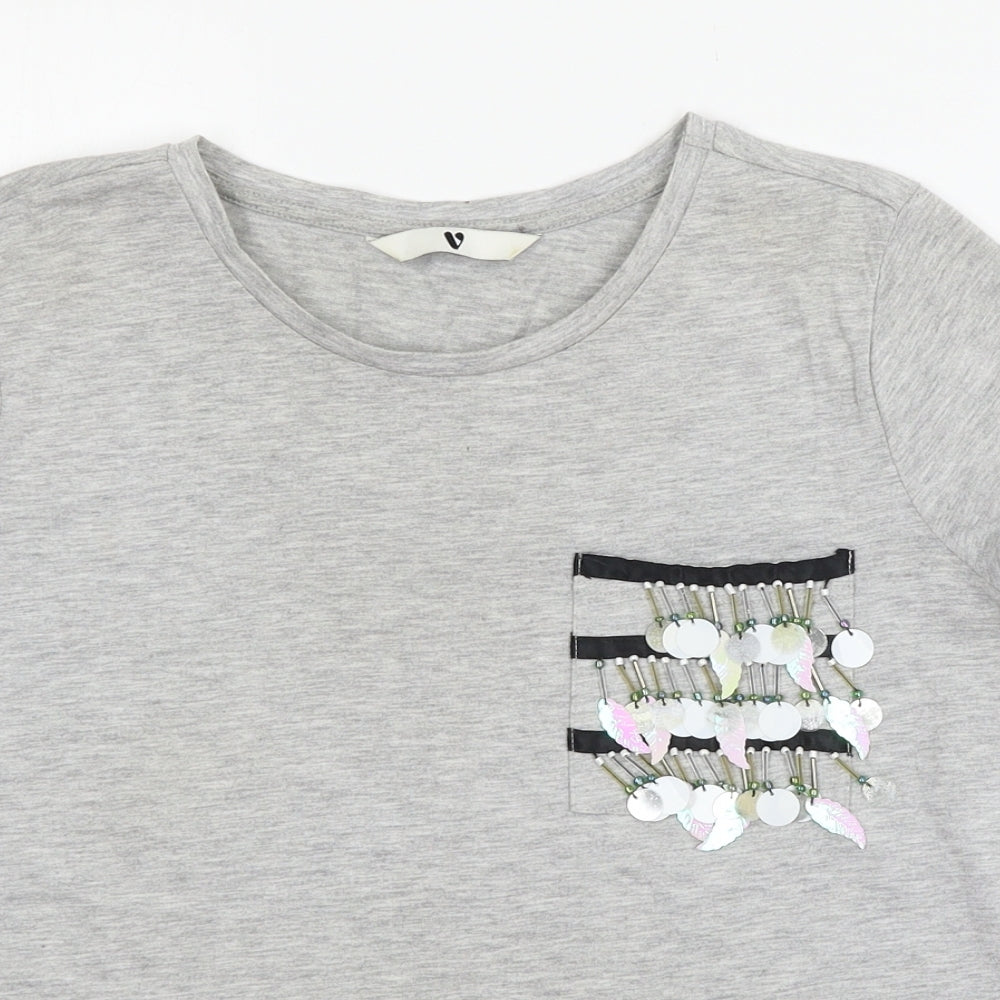 Womens UK Size 10 Very Grey Basic T-Shirt