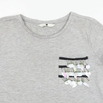 Womens UK Size 10 Very Grey Basic T-Shirt
