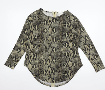 Apricot Womens Brown Animal Print Knit Pullover Jumper Size S