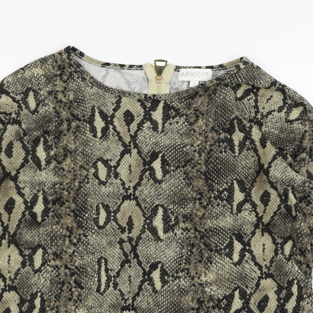 Apricot Womens Brown Animal Print Knit Pullover Jumper Size S
