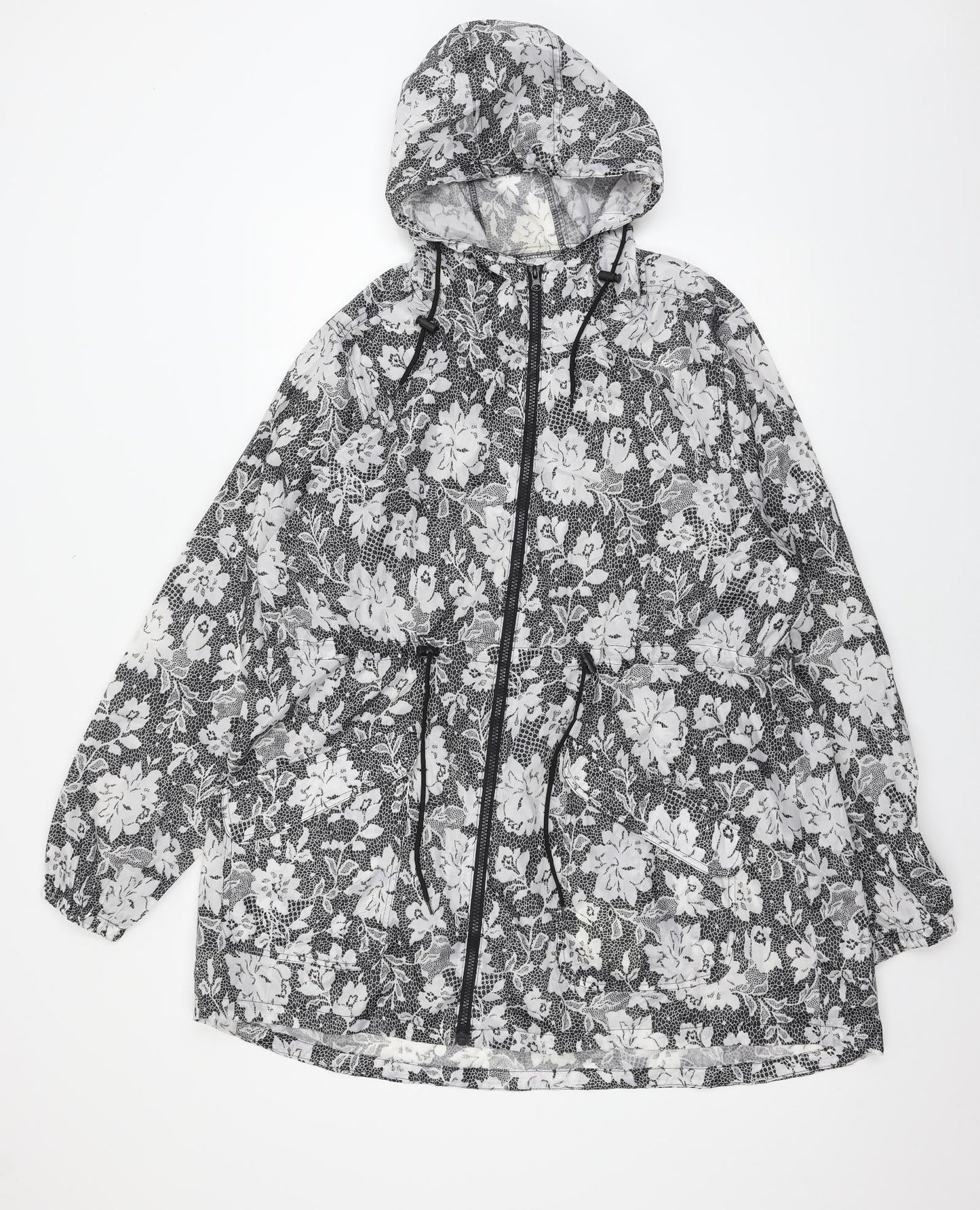 urban essentials Womens Grey Floral  Parka Coat Size L