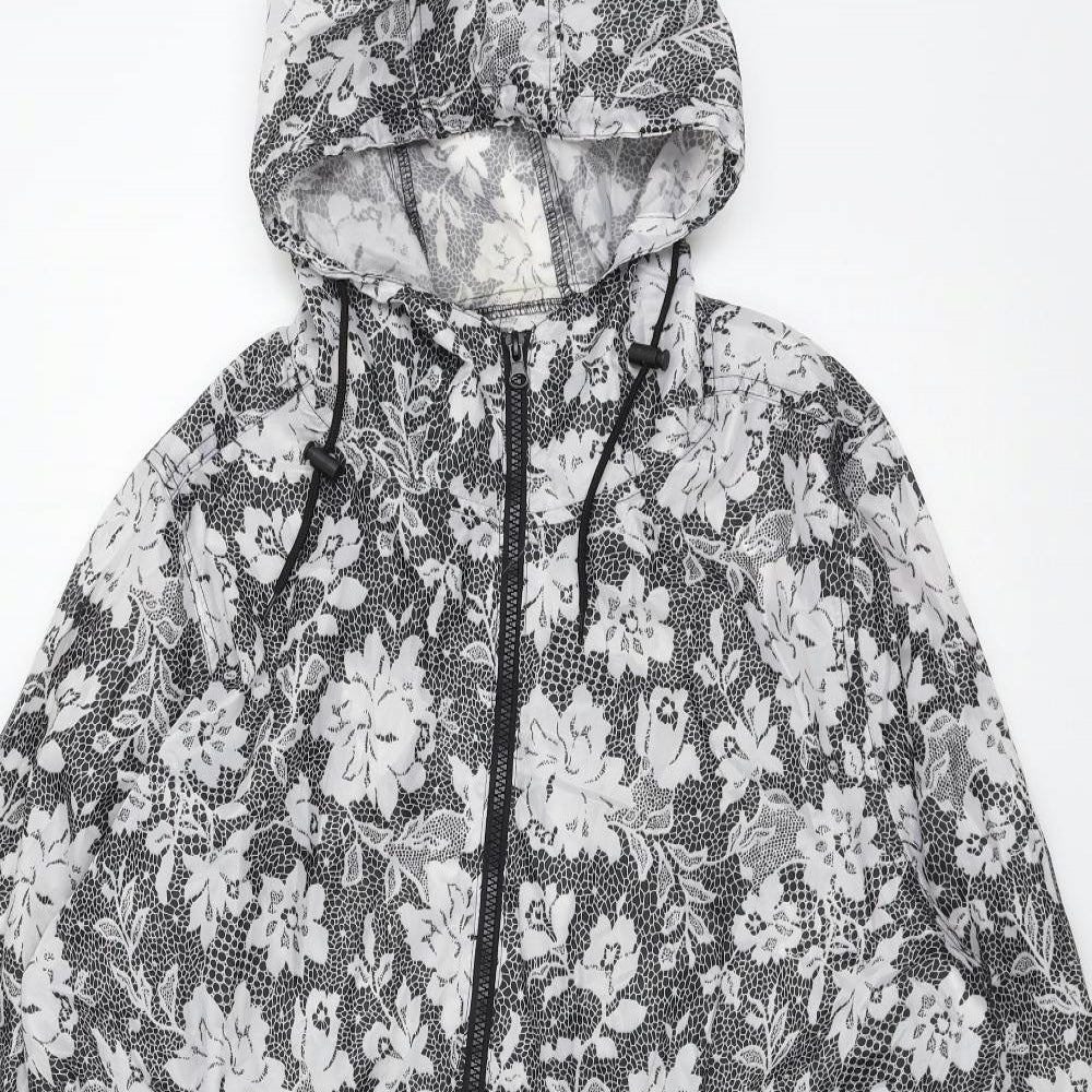 urban essentials Womens Grey Floral  Parka Coat Size L