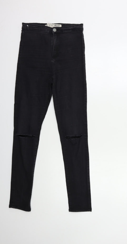 Denim & Co. Womens Black  Denim Skinny Jeans Size 8 L28 in